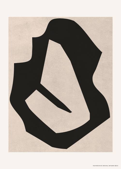 Abstract Beige Black Shape – Kunst