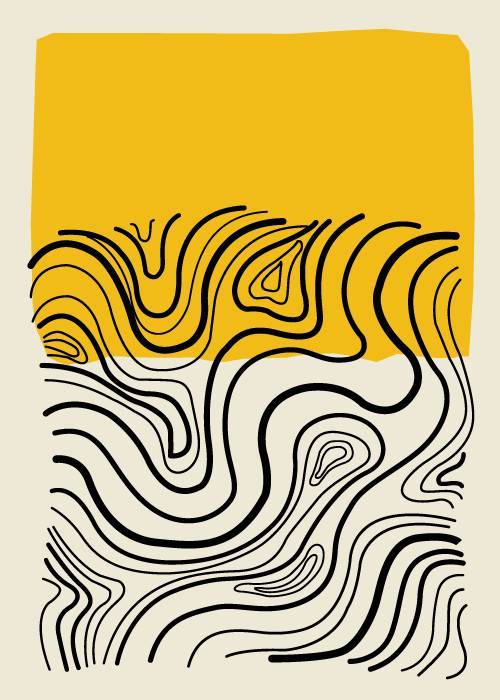Abstract Black Lines With Yellow – Kunst