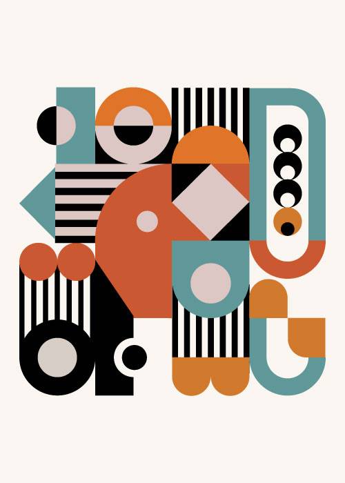 Bauhaus Red Blue Pattern – Kunst