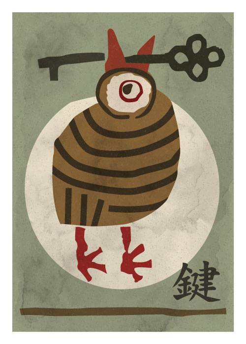 Bird With Key – Vintage/Retro plakater