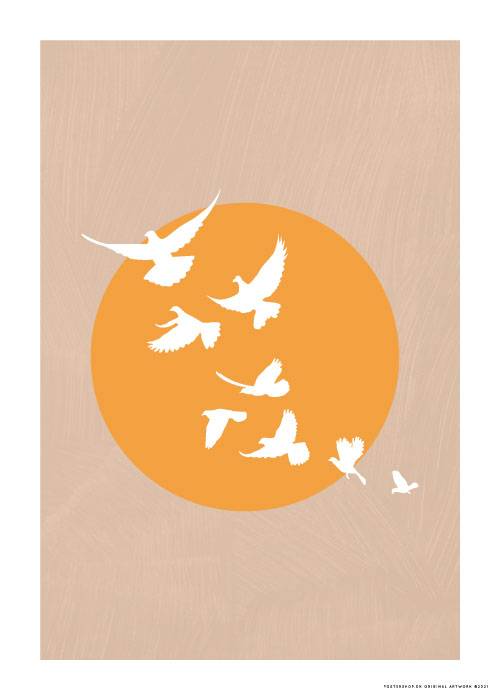 Birds By Orange Sun – Kunst