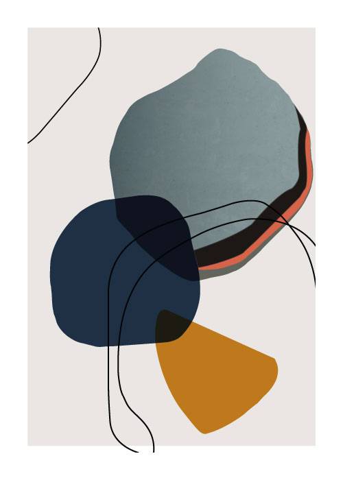 Blue Abstract Shapes – Grafiske Plakater