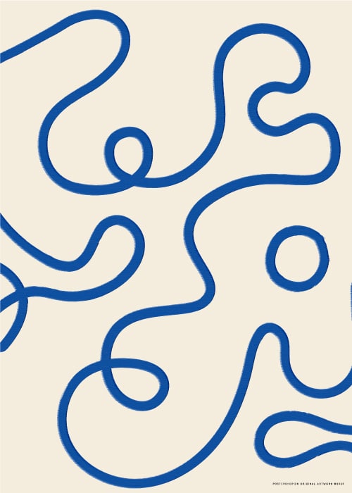 Blue Doodle Print – Kunst