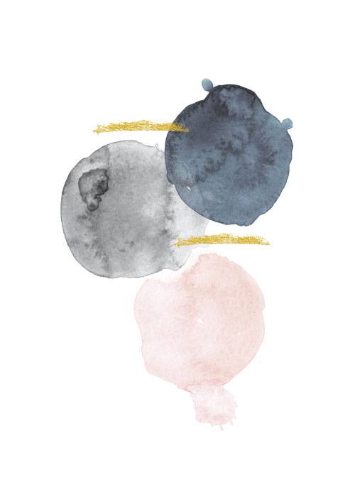 Blue Grey Pink Watercolour – Grafiske Plakater