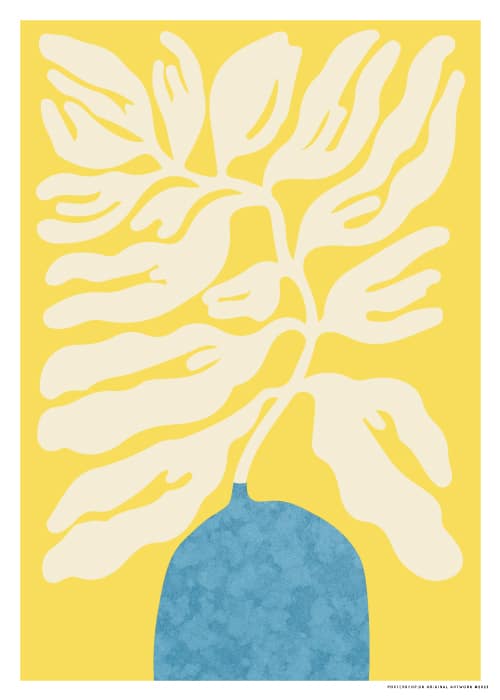 Blue Vase On Yellow – Kunst