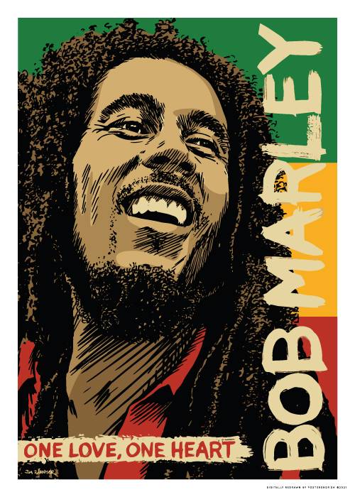 Bob Marley One Love One Heart – Vintage/Retro plakater