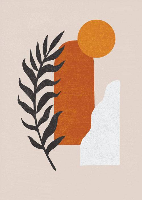 Boho Abstract Leaf And Sun – Grafiske Plakater