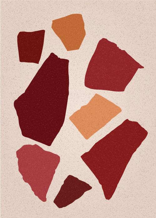 Burgundy Abstract Shapes No. 2 – Kunst
