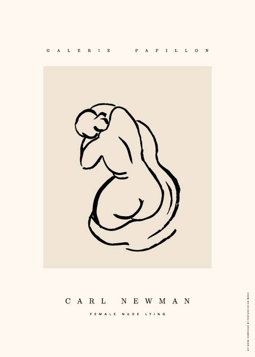 Carl Newman Female Nude Lying – Kunst
