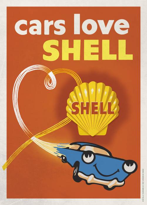 Cars Love Shell – Vintage/Retro plakater