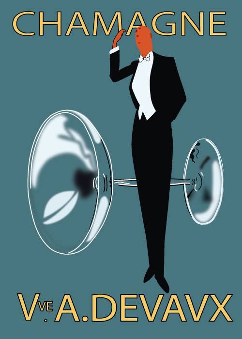 Champagne Vve A Devaux – Vintage/Retro plakater