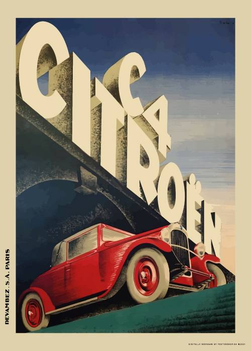 Citroen C4 Poster – Vintage/Retro plakater