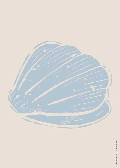 Clam Shell In Blue – Grafiske Plakater