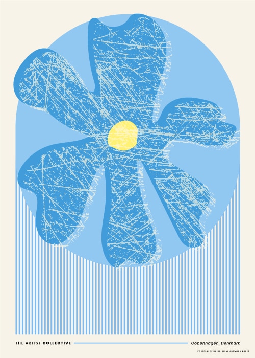 Contemporary Fleur Bleu – Kunst