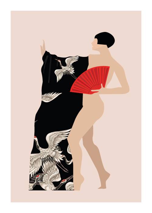 Cranes On Cloth – Grafiske Plakater