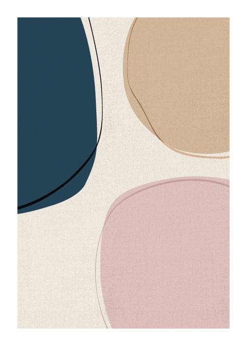 Cream Pink And Blue Shapes – Kunst