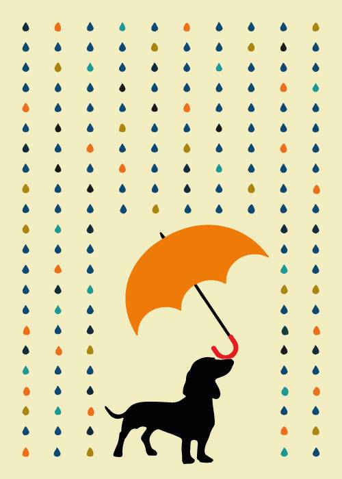 Dog Under Umberella – Grafiske Plakater