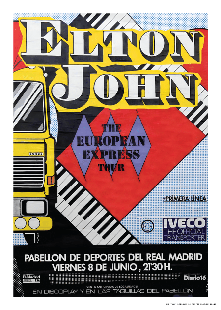 Elton John The European Express Tour – Vintage/Retro plakater