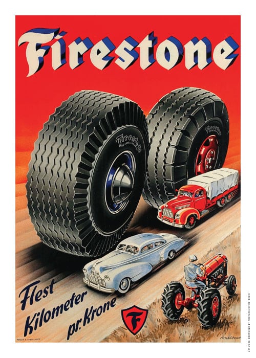 Firestone Dæk 1950 – Vintage/Retro plakater