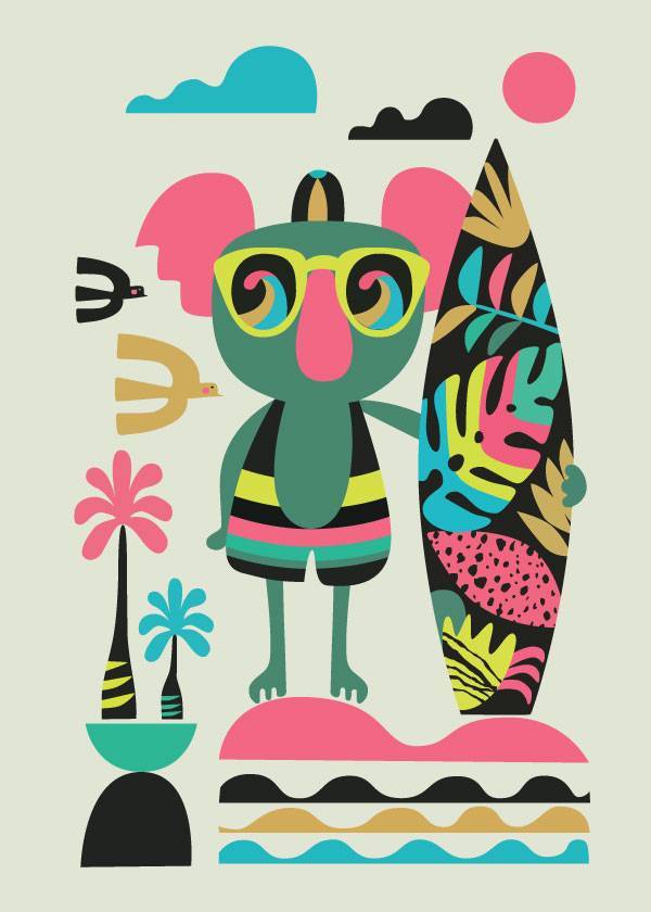 Funky Surfboard – Grafiske Plakater