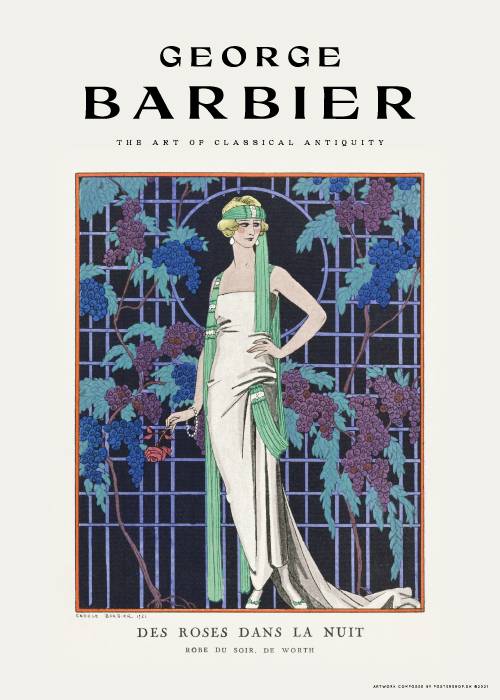 George Barbier Des Roses Dans La Nuit – Kunst