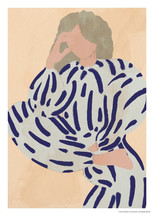 Charmante Fille Girl In Blue Stripes – Kunst