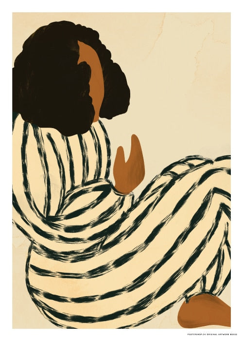 Charmante Fille Girl In Yellow Stripes – Kunst