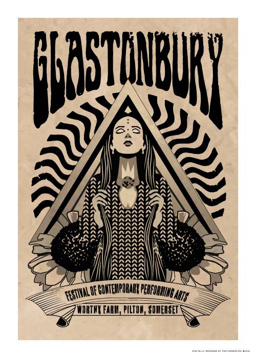 Glastonbury Poster – Vintage/Retro plakater