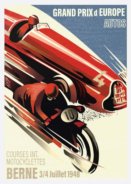 Grand Prix D'europe Autos Poster 1948 – Vintage/Retro plakater