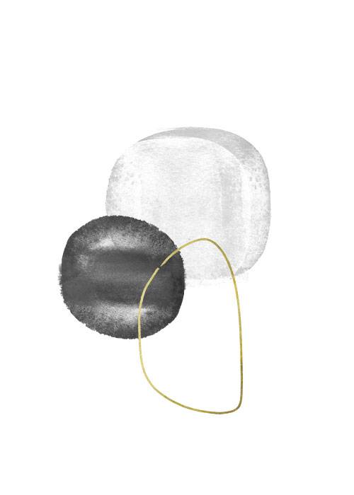 Grey Dots With Gold Poster – Grafiske Plakater