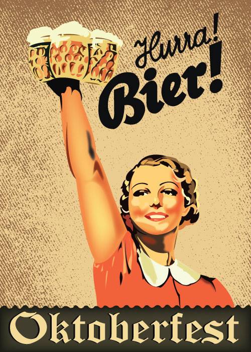 Hurra Bier! Oktoberfest – Vintage/Retro plakater