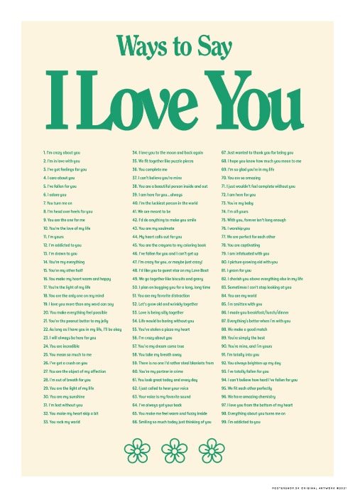 I Love You X 100 – Tekstplakater