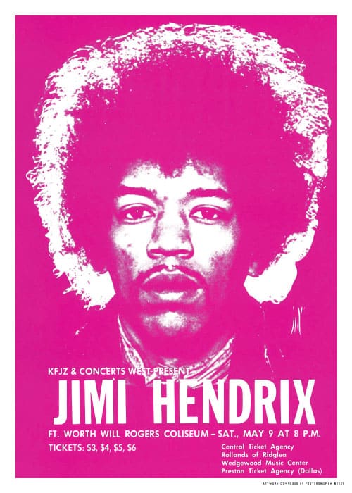 Jimi Hendrix Pink – Vintage/Retro plakater