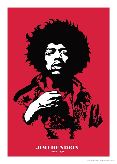 Jimi Hendrix Red – Vintage/Retro plakater
