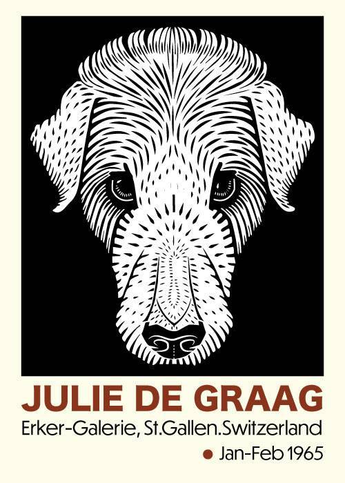 Julie De Graag Dog Head – Vintage/Retro plakater