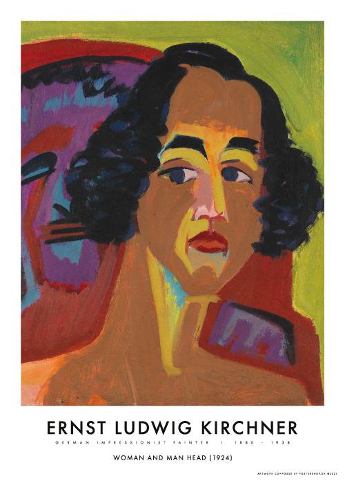 Kirchner Woman And Man Head – Kunst