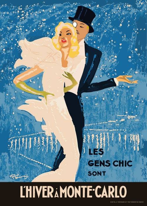 L'hiver Á Monte Carlo – Vintage/Retro plakater