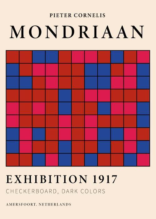 Mondrian Checkerboard Dark Colors – Kunst