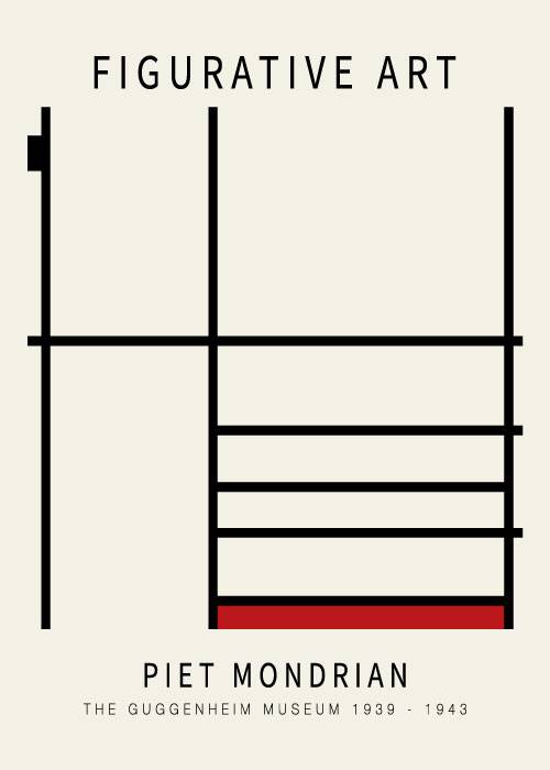 Mondrian Composition With Red And Black – Kunst