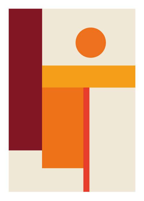 Mid Century Orange Rectangles – Kunst