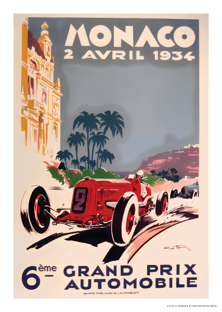 Monaco Grand Prix 1934 – Vintage/Retro plakater