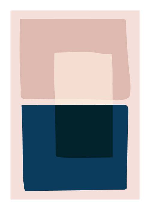Navy And Pink Squares – Grafiske Plakater