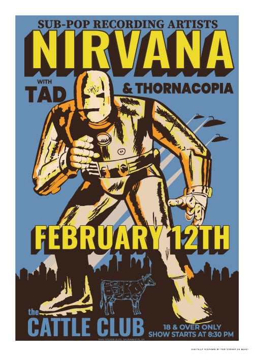 Nirvana Concert Sacramento – Vintage/Retro plakater