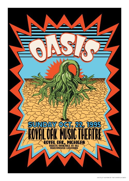 Oasis Concert Michigan 1995 – Vintage/Retro plakater