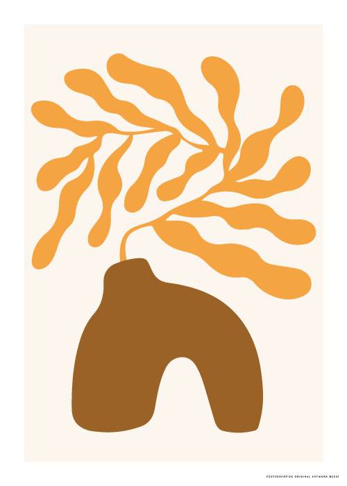 Orange Leaf In Vase – Kunst