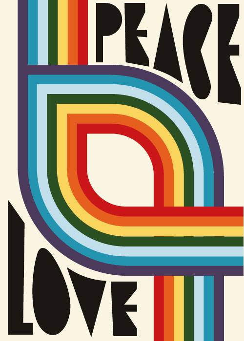 Peace And Love Rainbow – Grafiske Plakater