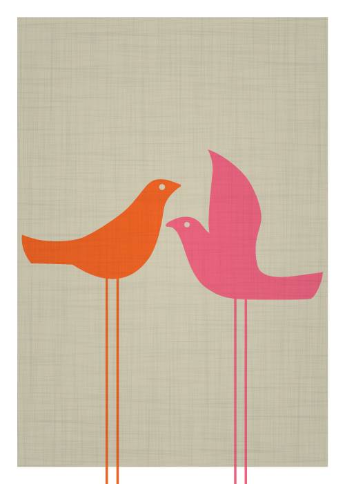 Pink And Orange Birds – Kunst
