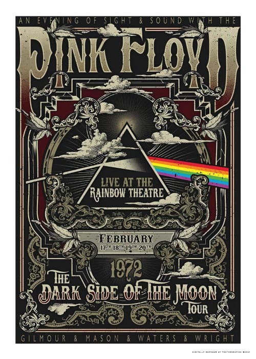 Pink Floyd Concert Rainbow Theater 1972 – Vintage/Retro plakater