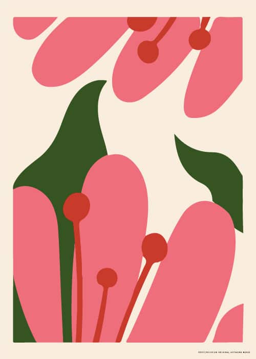 Pink & Red Water Lillies – Kunst