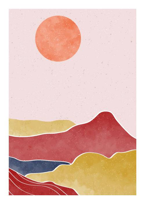 Red And Gold Landscape – Grafiske Plakater
